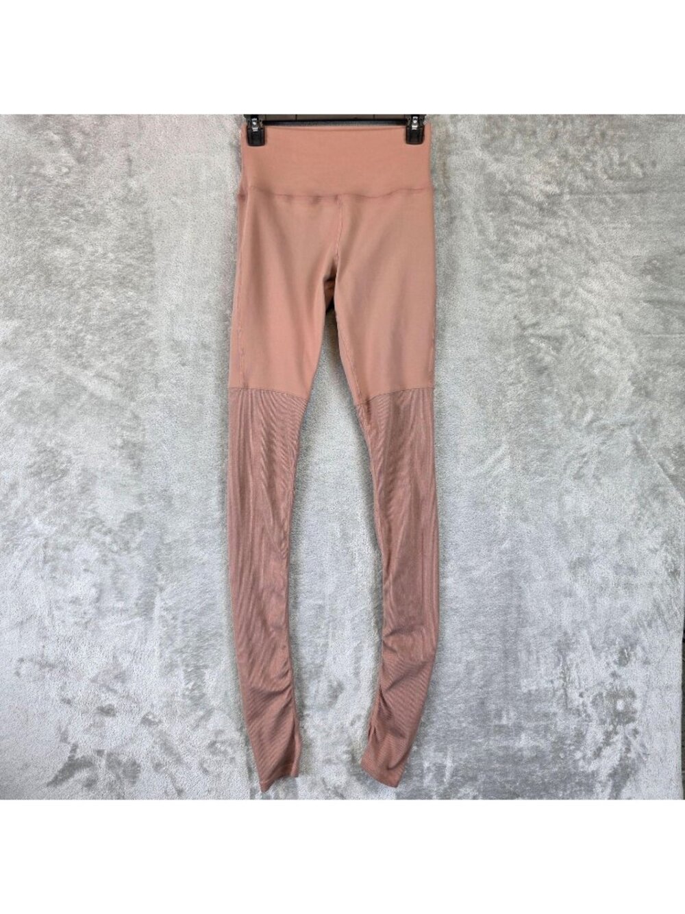 Alo Yoga Goddess Leggings Womens S Pink High Rise Ribbed Panel Yoga Ballet